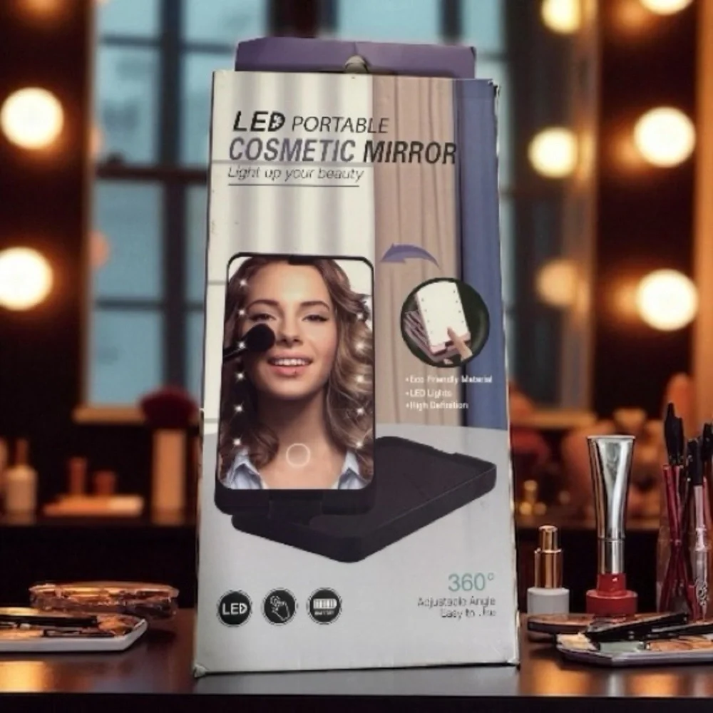 LED Portable Cosmetic Mirror - Pink